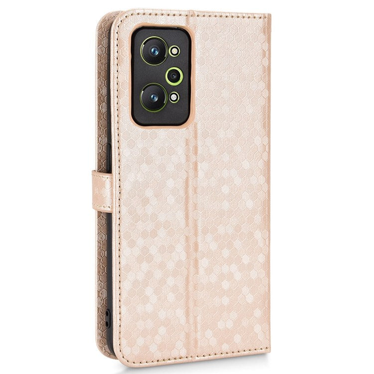 For Realme GT Neo2 5G / GT2 / GT Neo 3T 5G Phone Case Dot Pattern Imprinted Wallet Case Shockproof PU Leather Cover with Strap / Wallet - Rose Gold