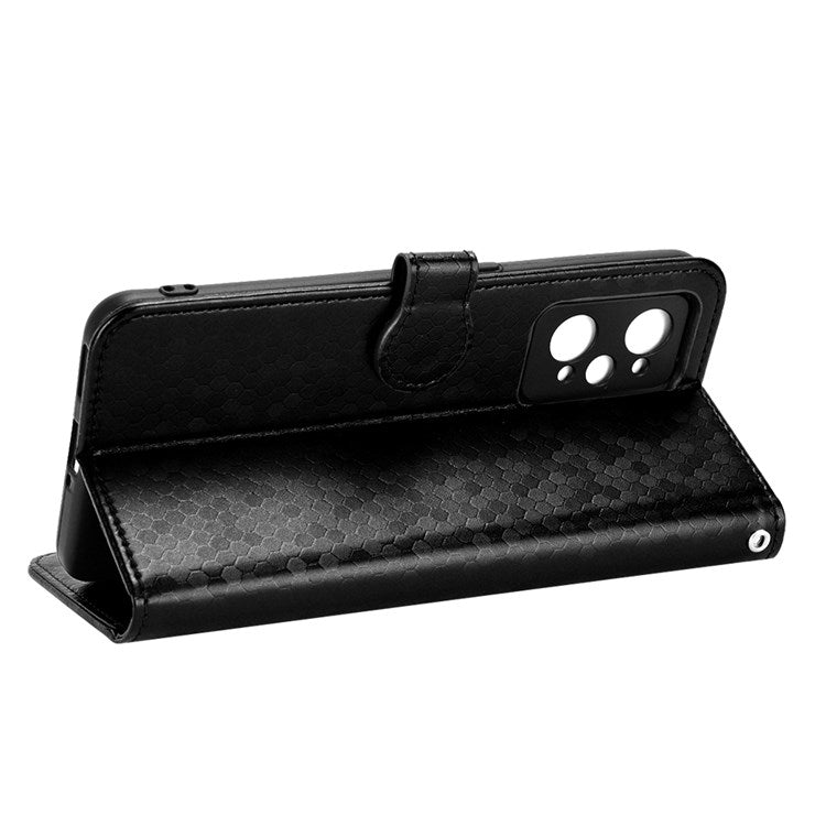 For Realme GT Neo2 5G / GT2 / GT Neo 3T 5G Phone Case Dot Pattern Imprinted Wallet Case Shockproof PU Leather Cover with Strap / Wallet - Black