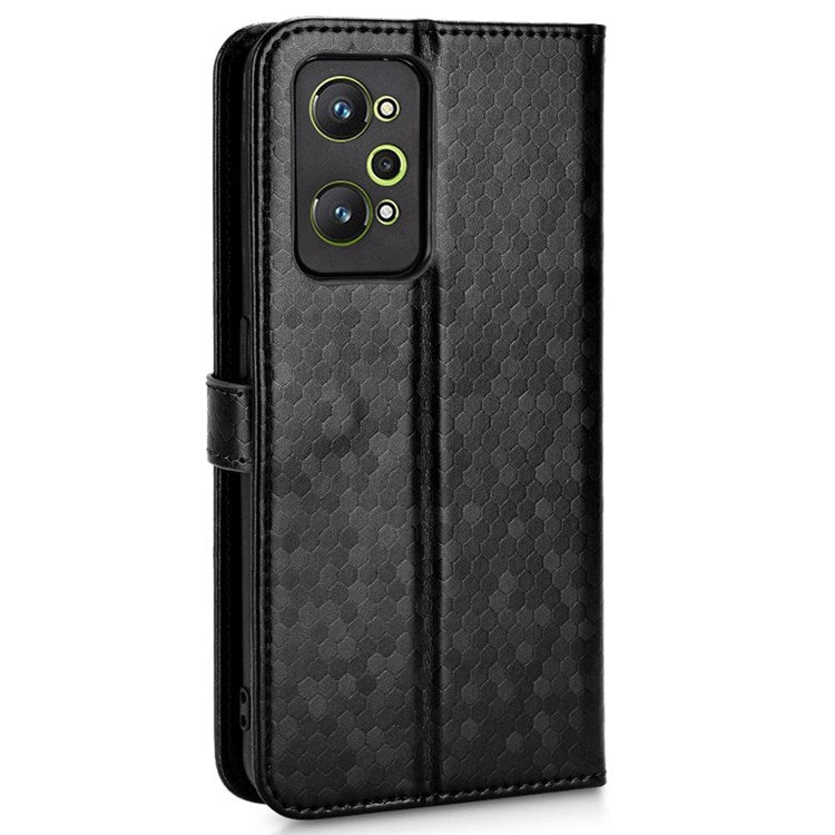 For Realme GT Neo2 5G / GT2 / GT Neo 3T 5G Phone Case Dot Pattern Imprinted Wallet Case Shockproof PU Leather Cover with Strap / Wallet - Black