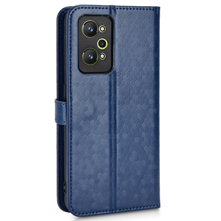 For Realme GT Neo2 5G / GT2 / GT Neo 3T 5G Phone Case Dot Pattern Imprinted Wallet Case Shockproof PU Leather Cover with Strap / Wallet - Dark Blue