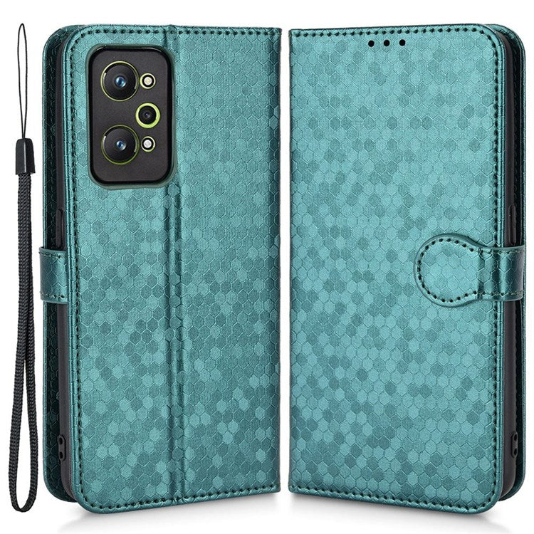 For Realme GT Neo2 5G / GT2 / GT Neo 3T 5G Phone Case Dot Pattern Imprinted Wallet Case Shockproof PU Leather Cover with Strap / Wallet - Green