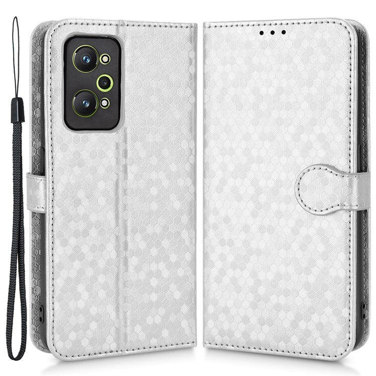For Realme GT Neo2 5G / GT2 / GT Neo 3T 5G Phone Case Dot Pattern Imprinted Wallet Case Shockproof PU Leather Cover with Strap / Wallet - Silver
