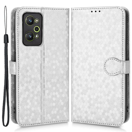 For Realme GT Neo2 5G / GT2 / GT Neo 3T 5G Phone Case Dot Pattern Imprinted Wallet Case Shockproof PU Leather Cover with Strap / Wallet - Silver