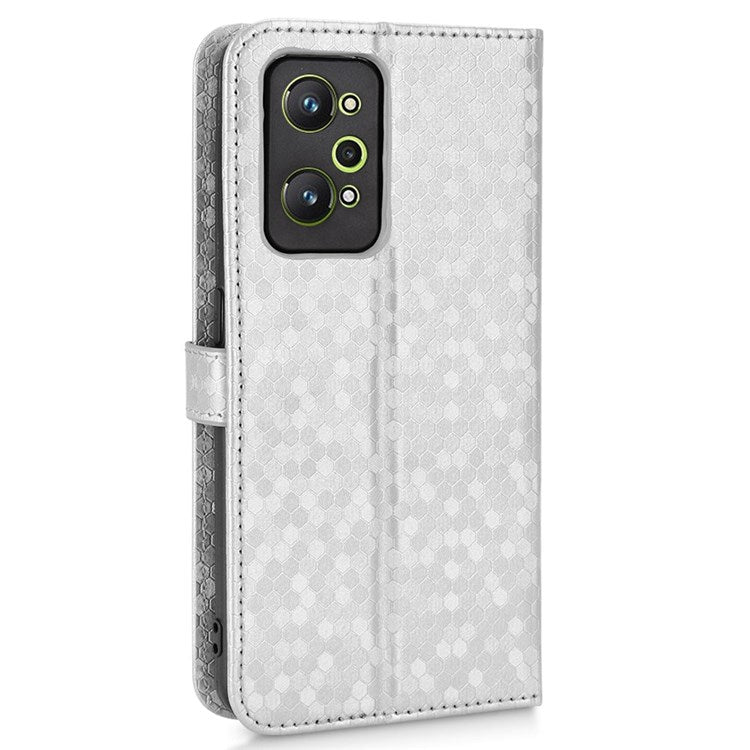 For Realme GT Neo2 5G / GT2 / GT Neo 3T 5G Phone Case Dot Pattern Imprinted Wallet Case Shockproof PU Leather Cover with Strap / Wallet - Silver