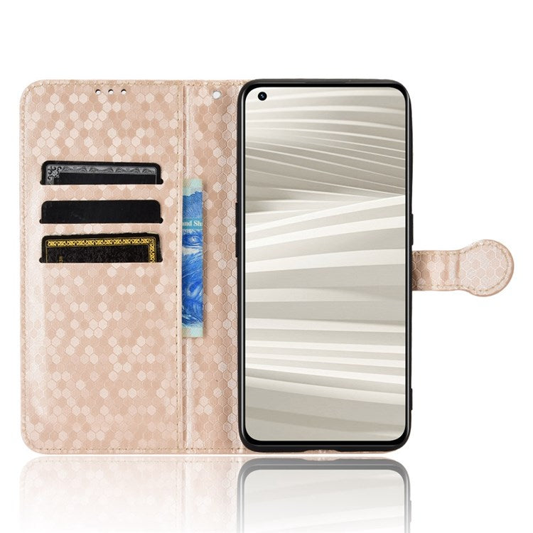 Dot Pattern Imprinted PU Leather Case for Realme GT2 Pro Wallet Phone Case Anti-Drop Cover with Strap / Wallet - Rose Gold