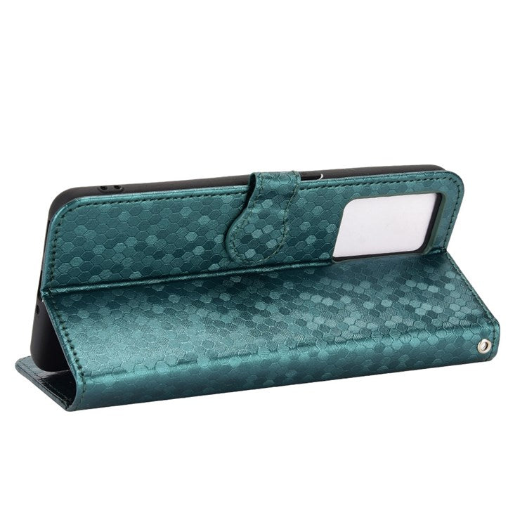 Anti-Drop Case for Realme GT Neo3 PU Leather Wallet Phone Case Dot Pattern Imprinted Scratch-Proof Folio Flip Cover with Strap - Green