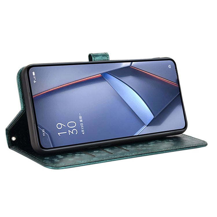 Anti-Drop Case for Realme GT Neo3 PU Leather Wallet Phone Case Dot Pattern Imprinted Scratch-Proof Folio Flip Cover with Strap - Green