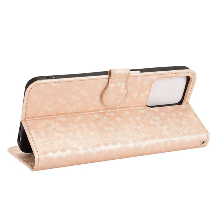Protective Case for Realme C35 Dot Pattern Imprinted PU Leather Folio Flip Cover Wallet Phone Case with Strap - Rose Gold