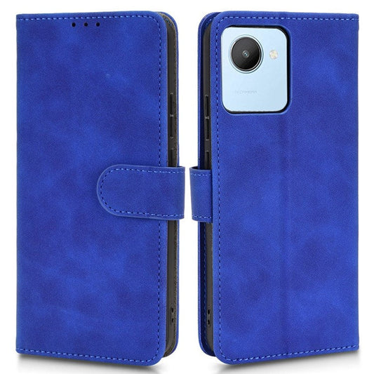 For Realme C30 4G PU Leather Folio Flip Protective Case Skin-Touch Feeling Stand Wallet Phone Cover - Blue