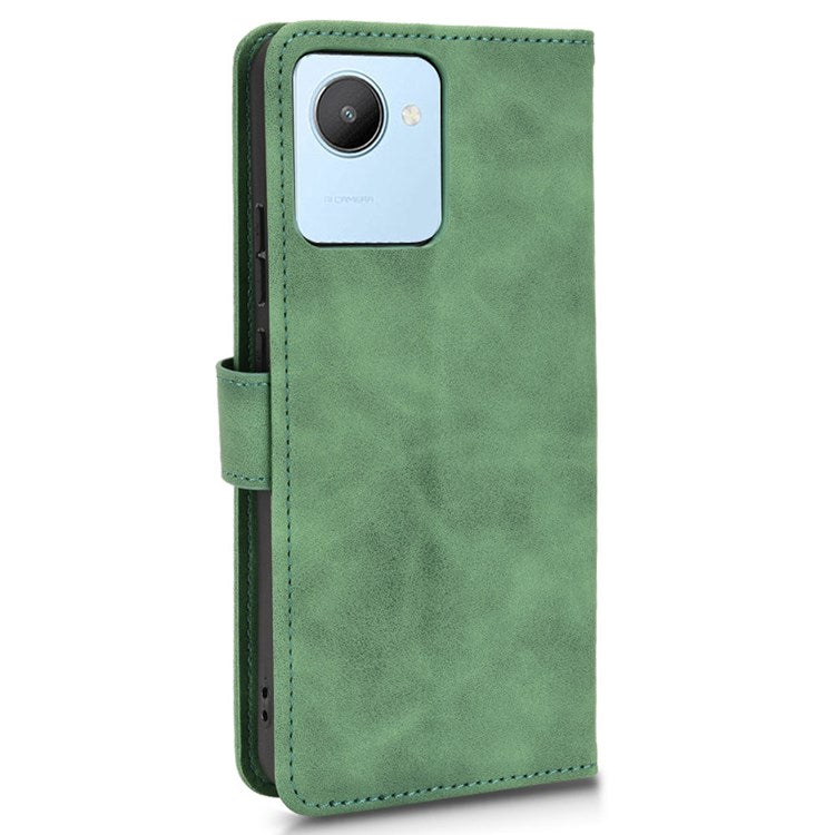 For Realme C30 4G PU Leather Folio Flip Protective Case Skin-Touch Feeling Stand Wallet Phone Cover - Green