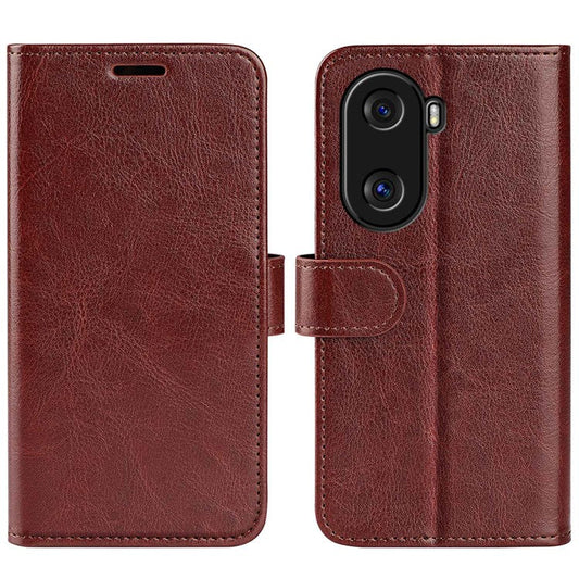 For Honor X40i 5G Shockproof Crazy Horse Texture Folio Flip Phone Case PU Leather Wallet Stand Protective Cover - Brown