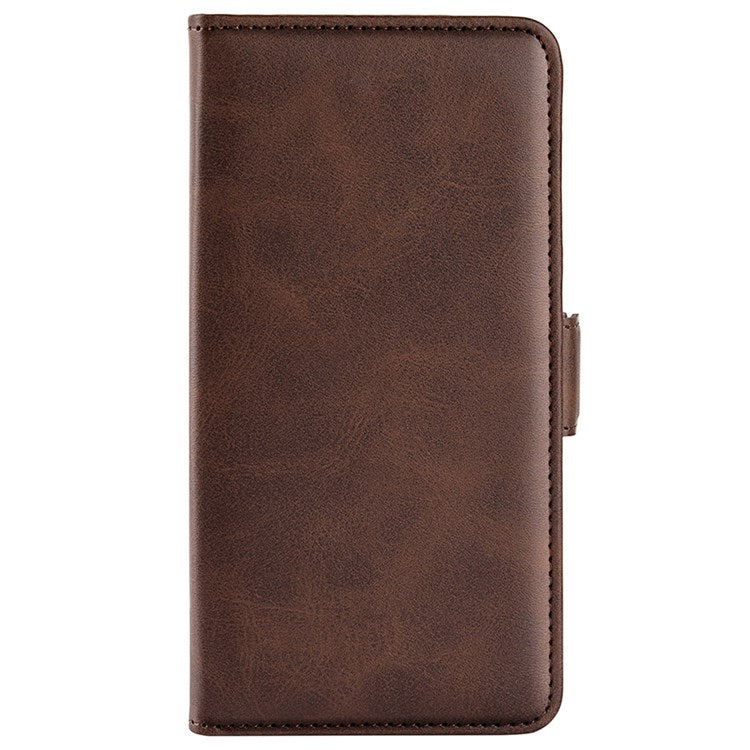 For Honor X40i 5G Shockproof Double Magnetic Clasp Phone Cover Anti-drop Textured PU Leather TPU Case with Wallet Stand - Brown