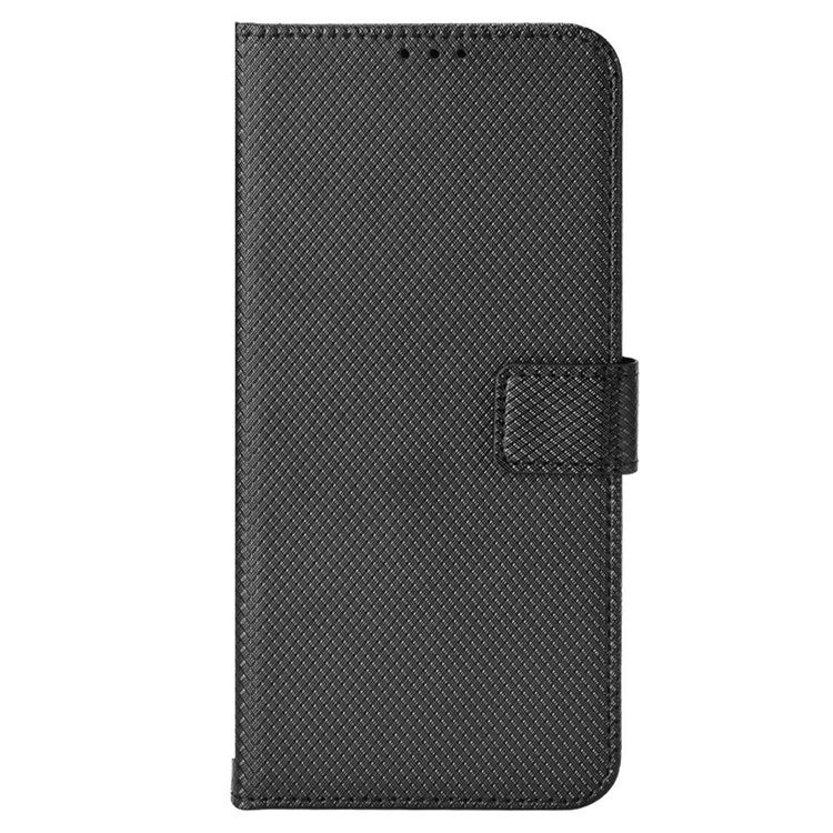 For Honor X40i 5G / Play7T Pro 5G Drop-proof Phone Flip Wallet Case Well-protected Diamond Texture PU Leather Cover Stand Card Holder with Wrist Strap - Black