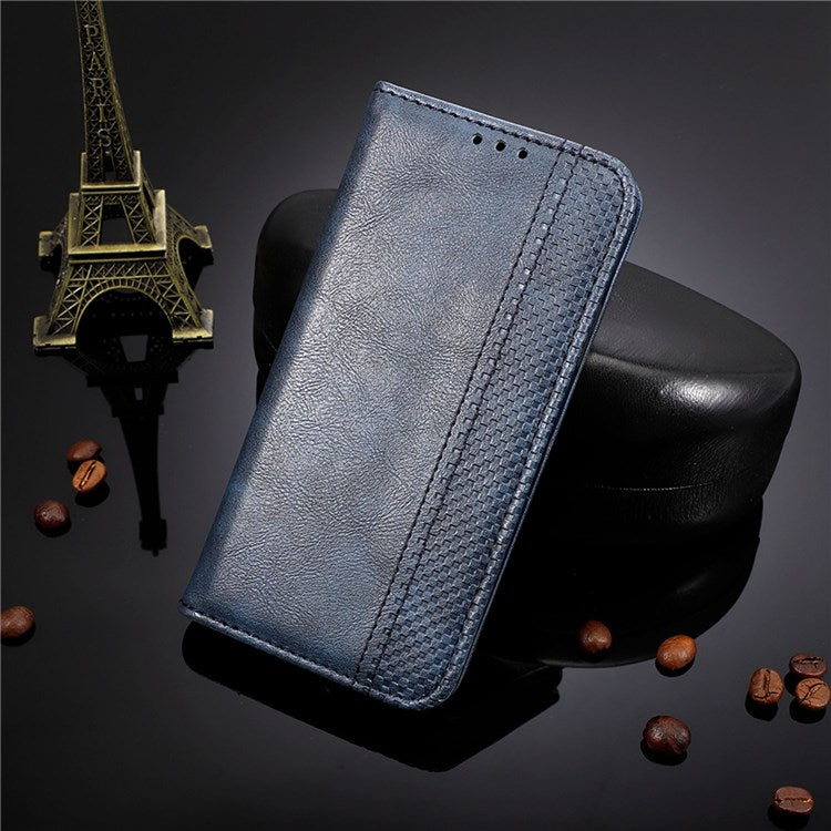 For Honor X40i 5G / Play7T Pro 5G Auto Closing Magnetic Folio Flip Retro PU Leather Wallet Case Stand Function Phone Shell Cover - Blue