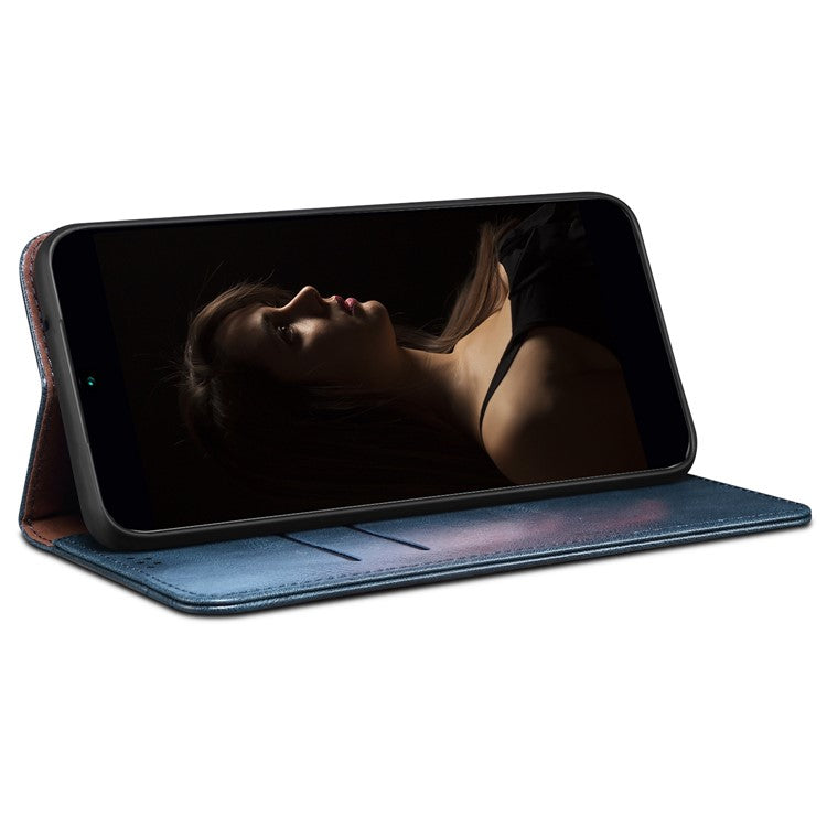 For Honor 70 5G Shockproof Waxy Crazy Horse Texture Wallet Case Stand Anti-scratch PU Leather Mobile Phone Cover - Blue