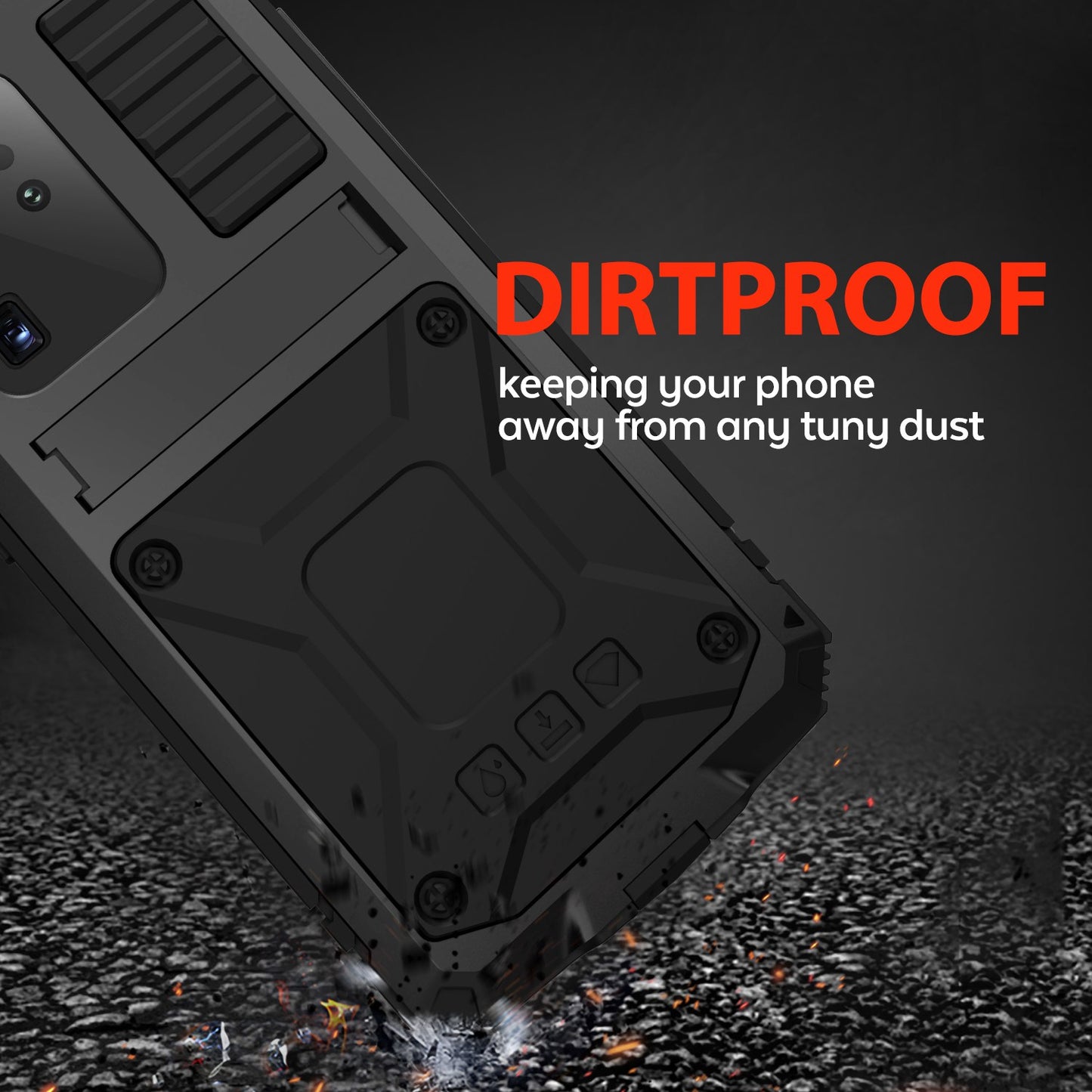 R-JUST For Samsung Galaxy S20 Ultra Metal + Silicone + PC Phone Case Kickstand Full Cover Shell with Tempered Glass Film - Black