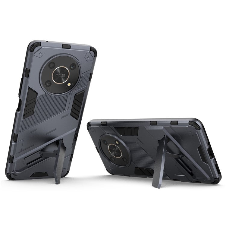 For Honor X9 4G / 5G / X30 5G Drop-proof Hybrid TPU + PC Case Kickstand Protective Phone Back Cover - Dark Blue