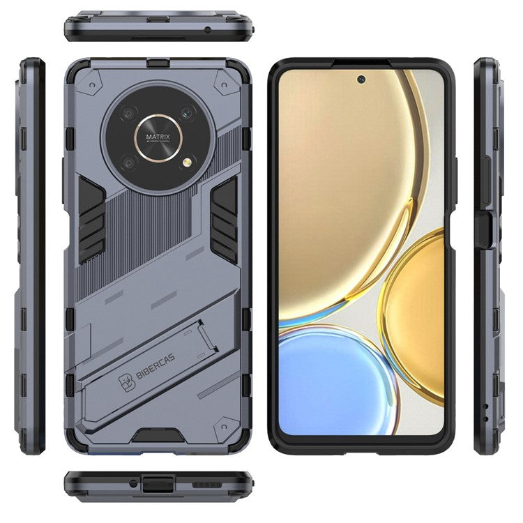For Honor X9 4G / 5G / X30 5G Drop-proof Hybrid TPU + PC Case Kickstand Protective Phone Back Cover - Dark Blue