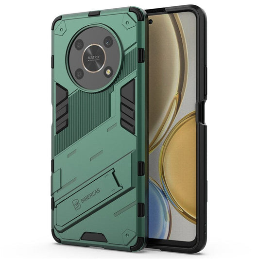 For Honor X9 4G / 5G / X30 5G Drop-proof Hybrid TPU + PC Case Kickstand Protective Phone Back Cover - Green