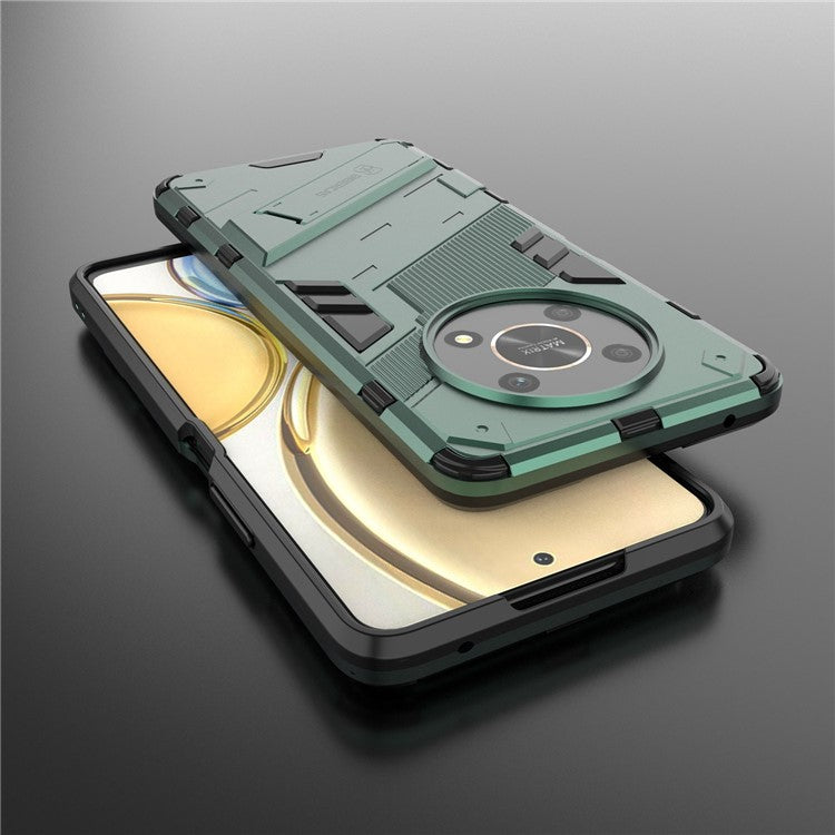 For Honor X9 4G / 5G / X30 5G Drop-proof Hybrid TPU + PC Case Kickstand Protective Phone Back Cover - Green