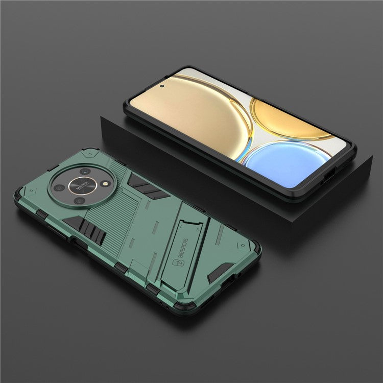 For Honor X9 4G / 5G / X30 5G Drop-proof Hybrid TPU + PC Case Kickstand Protective Phone Back Cover - Green