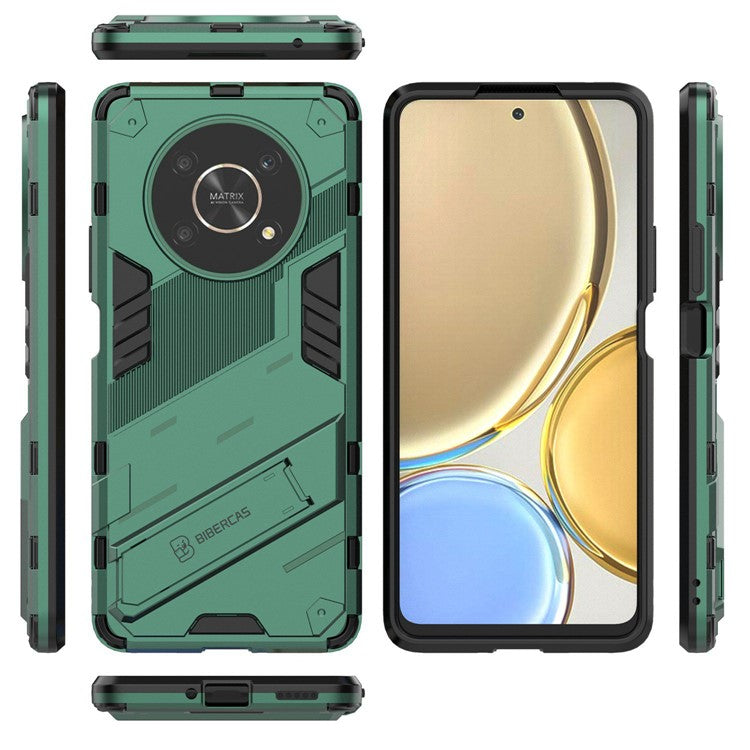 For Honor X9 4G / 5G / X30 5G Drop-proof Hybrid TPU + PC Case Kickstand Protective Phone Back Cover - Green