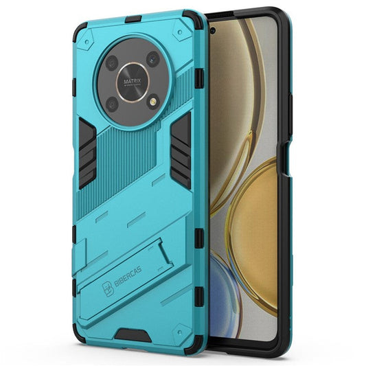 For Honor X9 4G / 5G / X30 5G Drop-proof Hybrid TPU + PC Case Kickstand Protective Phone Back Cover - Baby Blue