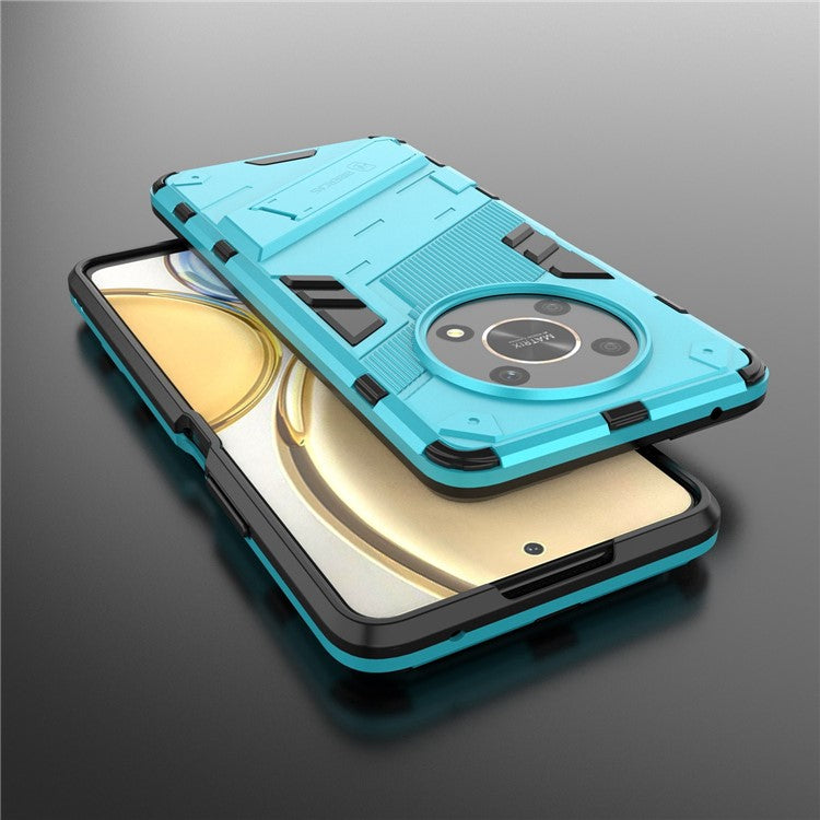 For Honor X9 4G / 5G / X30 5G Drop-proof Hybrid TPU + PC Case Kickstand Protective Phone Back Cover - Baby Blue