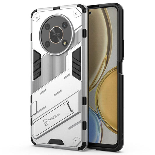 For Honor X9 4G / 5G / X30 5G Drop-proof Hybrid TPU + PC Case Kickstand Protective Phone Back Cover - White