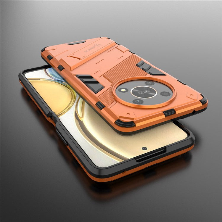 For Honor X9 4G / 5G / X30 5G Drop-proof Hybrid TPU + PC Case Kickstand Protective Phone Back Cover - Orange