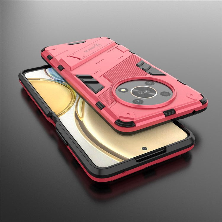 For Honor X9 4G / 5G / X30 5G Drop-proof Hybrid TPU + PC Case Kickstand Protective Phone Back Cover - Rose