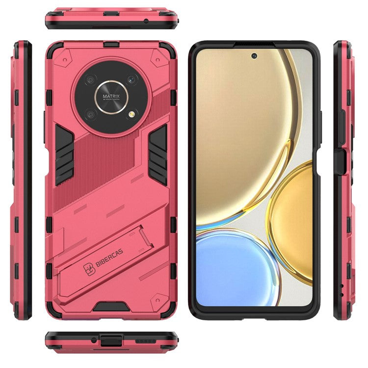 For Honor X9 4G / 5G / X30 5G Drop-proof Hybrid TPU + PC Case Kickstand Protective Phone Back Cover - Rose