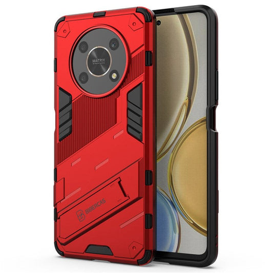 For Honor X9 4G / 5G / X30 5G Drop-proof Hybrid TPU + PC Case Kickstand Protective Phone Back Cover - Red