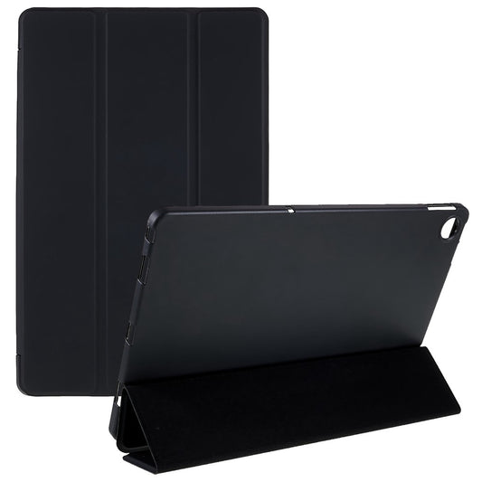 For Lenovo Tab M10 Plus (3rd Gen) / Xiaoxin Pad 2022 10.6 inch Light Thin Anti-wear PU Tablet Case Matte TPU Trifold Stand Cover - Black