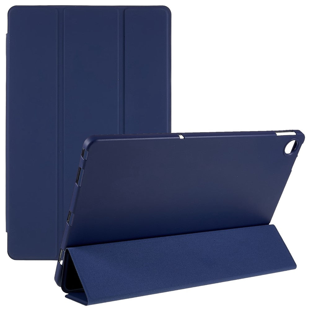 For Lenovo Tab M10 Plus (3rd Gen) / Xiaoxin Pad 2022 10.6 inch Light Thin Anti-wear PU Tablet Case Matte TPU Trifold Stand Cover - Dark Blue