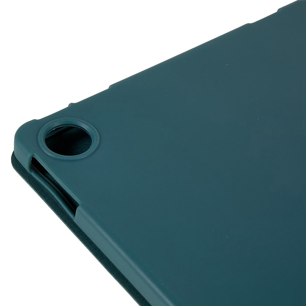 For Lenovo Tab M10 Plus (3rd Gen) / Xiaoxin Pad 2022 10.6 inch Light Thin Anti-wear PU Tablet Case Matte TPU Trifold Stand Cover - Dark Green
