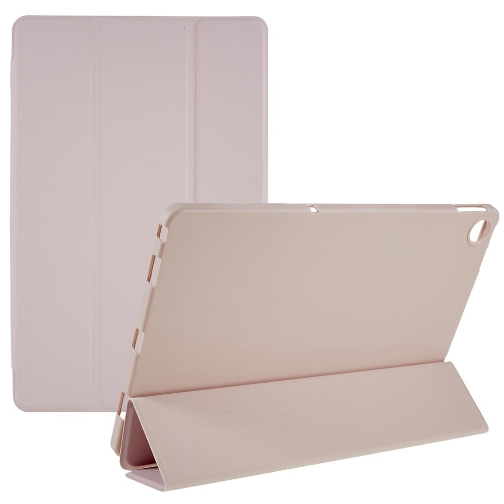For Lenovo Tab M10 Plus (3rd Gen) / Xiaoxin Pad 2022 10.6 inch Light Thin Anti-wear PU Tablet Case Matte TPU Trifold Stand Cover - Rose Gold