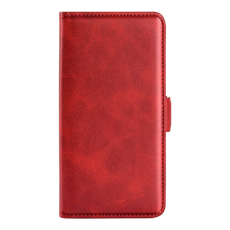 For Honor Magic4 Pro 5G Double Magnetic Clasp Folio Flip Phone Case Textured PU Leather Stand Wallet Cover - Red