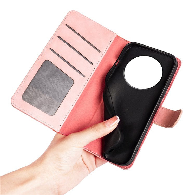 For Honor Magic4 Pro 5G Color Splicing Phone Case Foldable Stand PU Leather Shockproof Wallet Cover - Pink