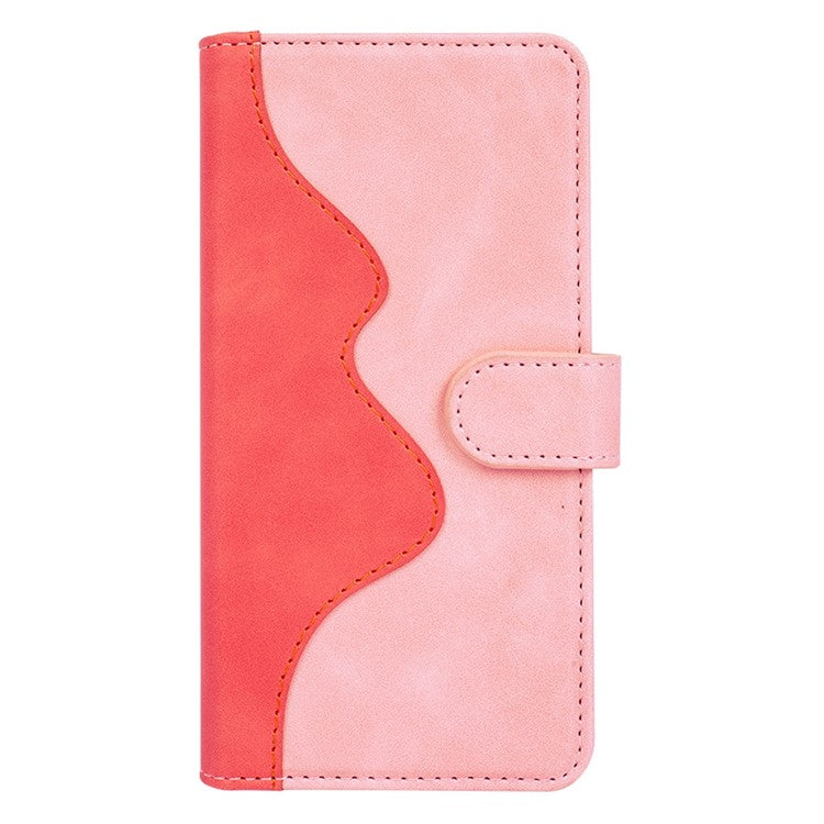 For Honor Magic4 Pro 5G Color Splicing Phone Case Foldable Stand PU Leather Shockproof Wallet Cover - Pink