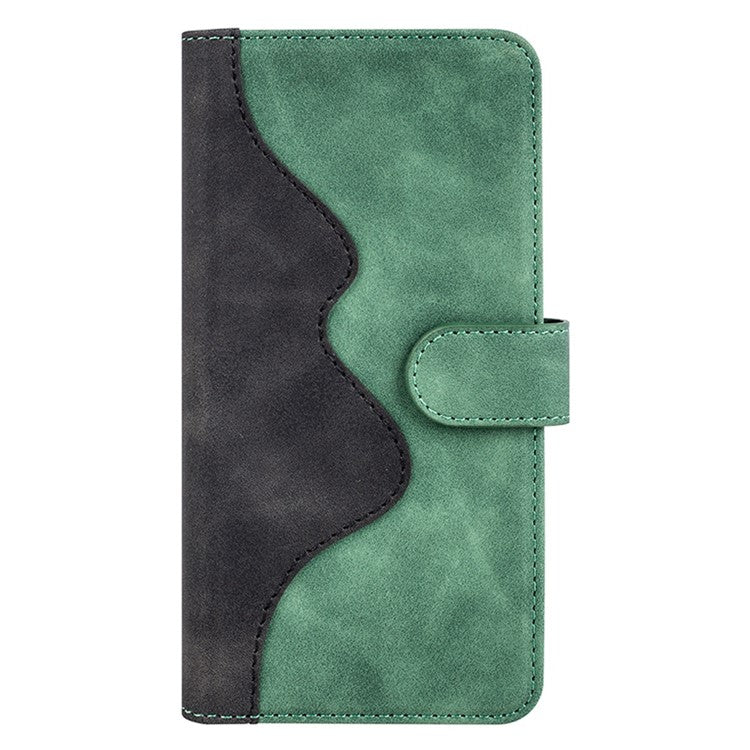 For Honor Magic4 Pro 5G Color Splicing Phone Case Foldable Stand PU Leather Shockproof Wallet Cover - Green