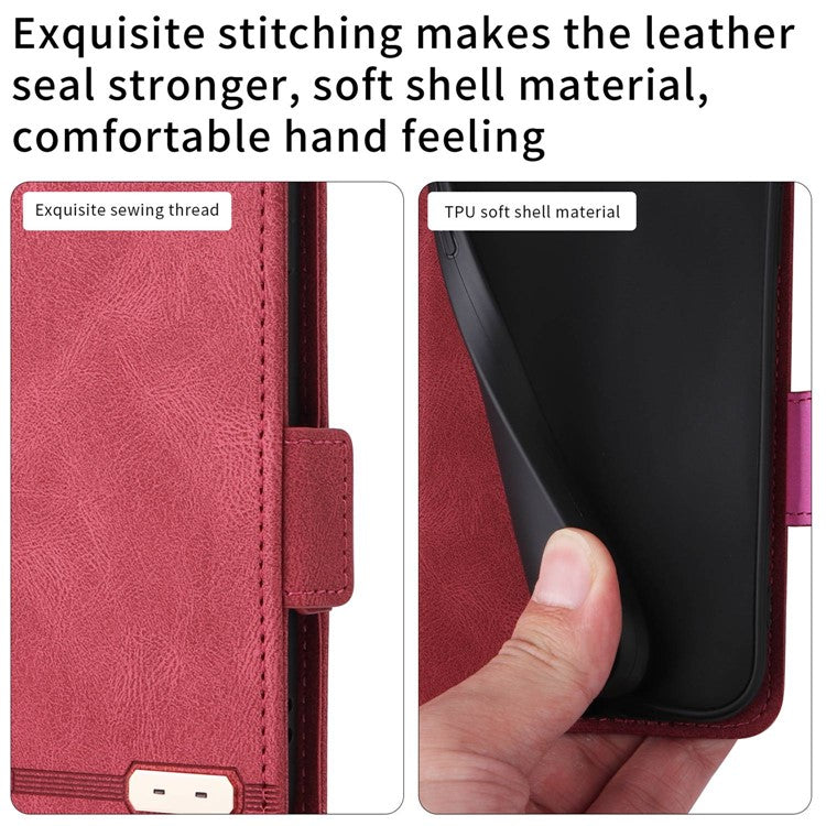 For Realme C30 4G Hardware Decor Cell Phone Case PU Leather Wallet Stand Shockproof Well-protected Shell - Rose