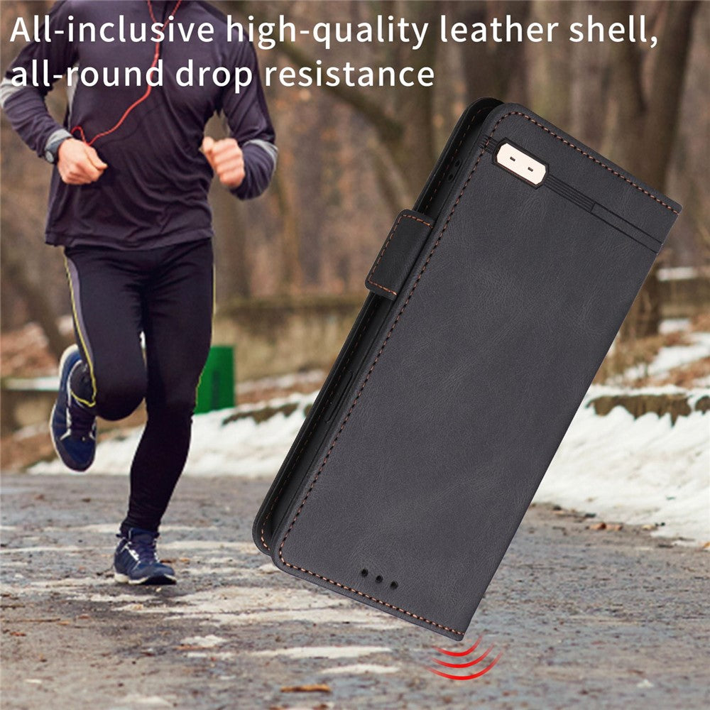 For Samsung Galaxy M13 4G Hardware Decor Phone Case PU Leather Wallet Folio Flip Stand Protective Cover - Black
