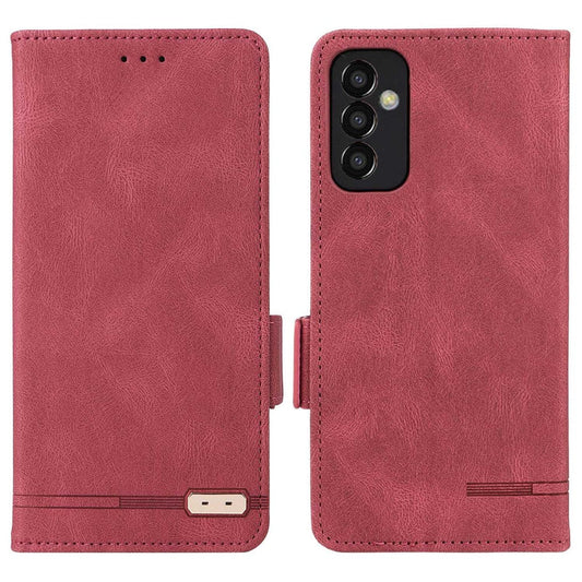 For Samsung Galaxy M13 4G Hardware Decor Phone Case PU Leather Wallet Folio Flip Stand Protective Cover - Rose