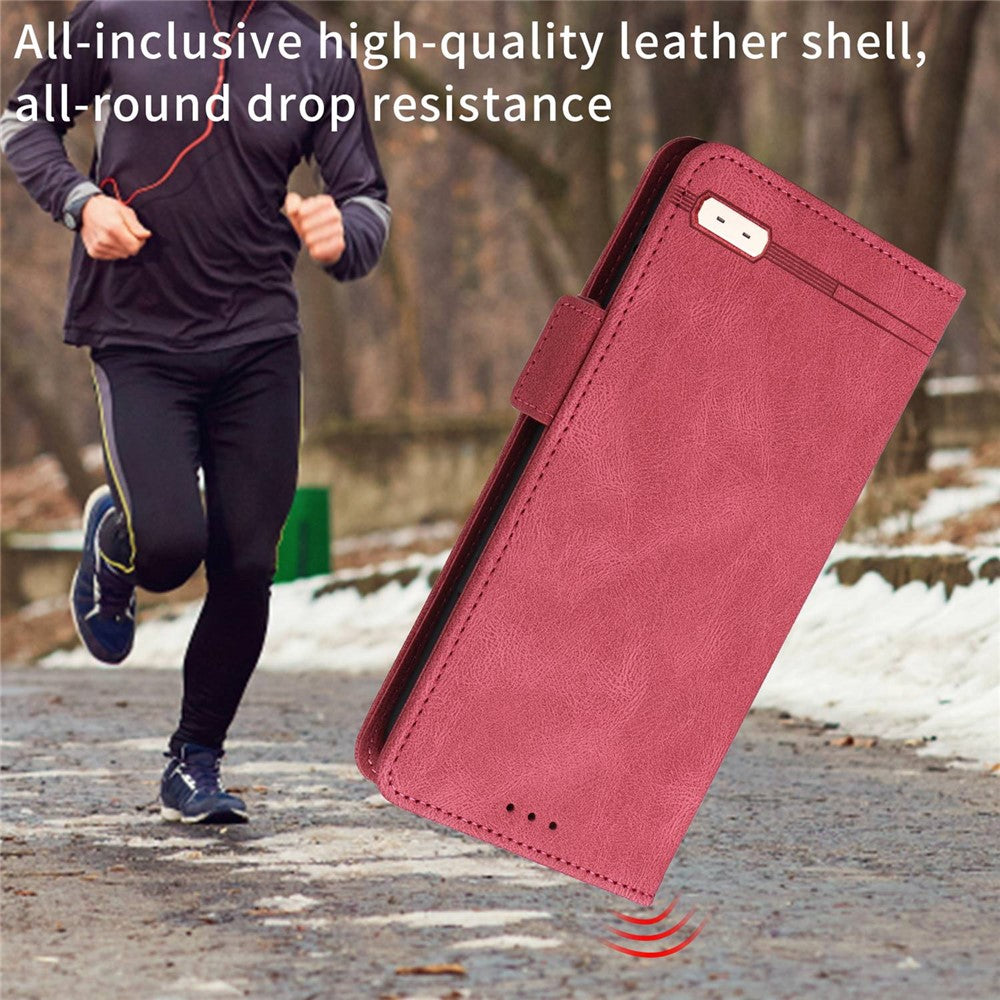 For Samsung Galaxy M13 4G Hardware Decor Phone Case PU Leather Wallet Folio Flip Stand Protective Cover - Rose