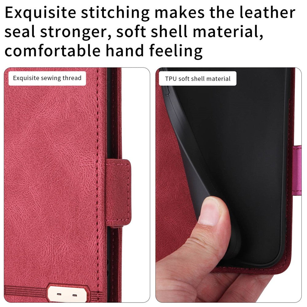 For Samsung Galaxy M13 4G Hardware Decor Phone Case PU Leather Wallet Folio Flip Stand Protective Cover - Rose