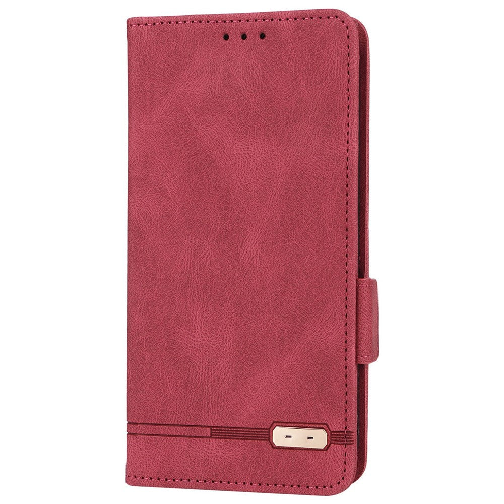 For Samsung Galaxy M13 4G Hardware Decor Phone Case PU Leather Wallet Folio Flip Stand Protective Cover - Rose