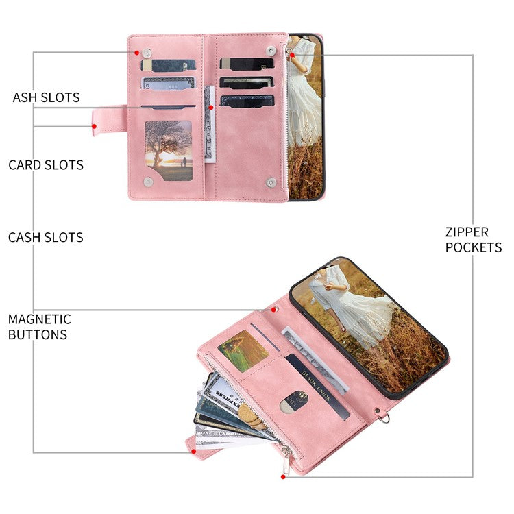 005 Style For Samsung Galaxy A71 4G SM-A715, PU Leather Anti-wear Rhombus Texture Phone Case Zipper Pocket Wallet Stand Protector with Strap - Pink