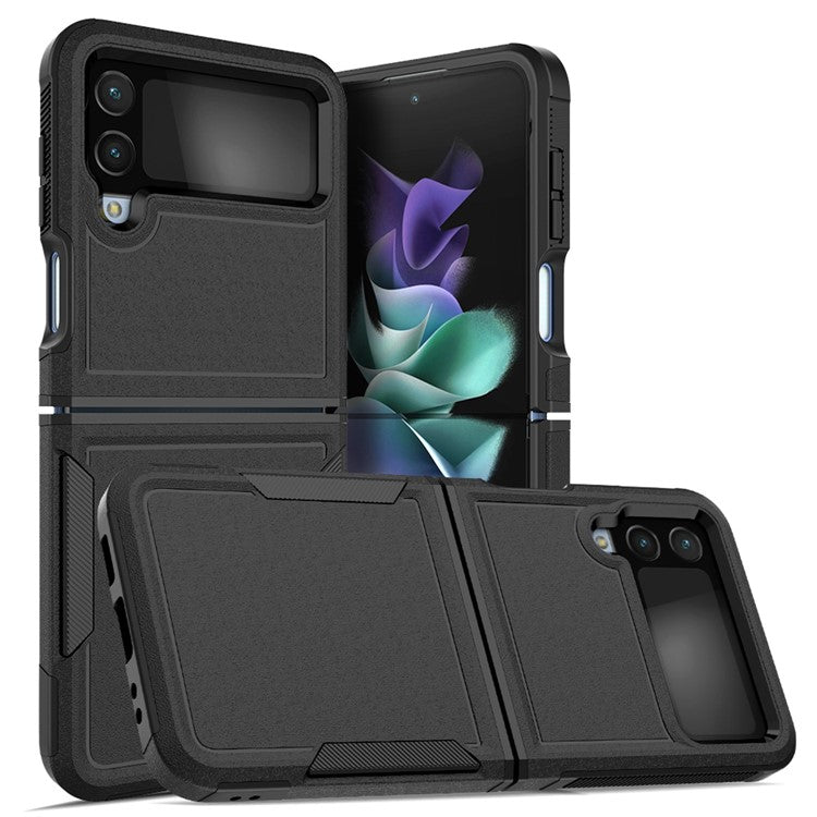 For Samsung Galaxy Z Flip4 5G Hard PC + Soft TPU Protective Phone Cover Anti-drop Hybrid Case - Black