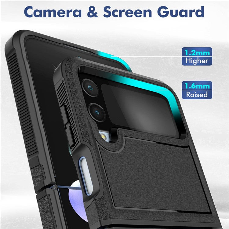 For Samsung Galaxy Z Flip4 5G Hard PC + Soft TPU Protective Phone Cover Anti-drop Hybrid Case - Black